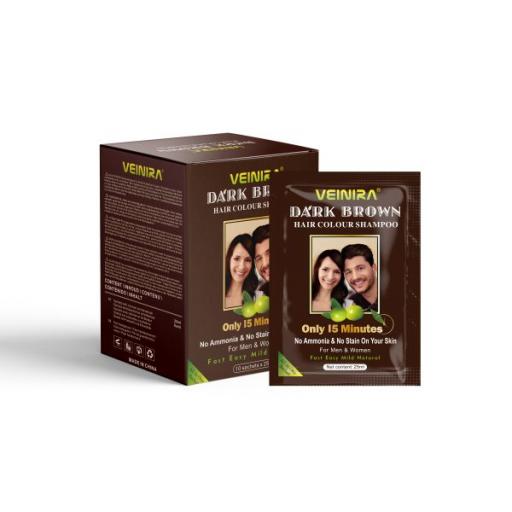 Veinira – Dark Brown 2.0 hair color shampoo – 10 Sachets of 25ml